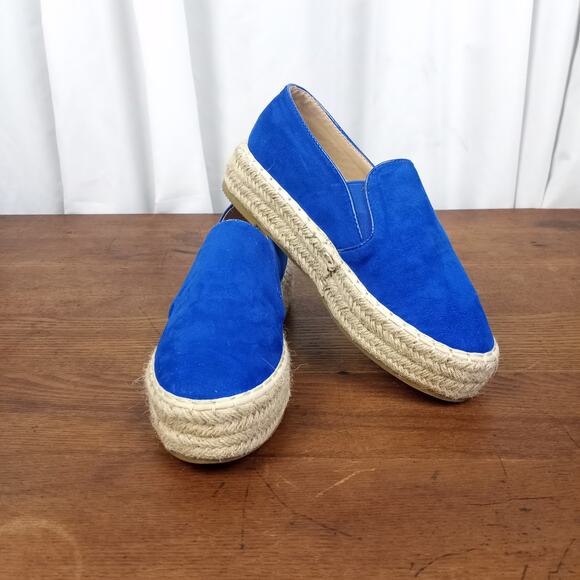 Bella Marie Shoes - BELLA MARIE Blue Suede Slip-on Platform Loafers 7
